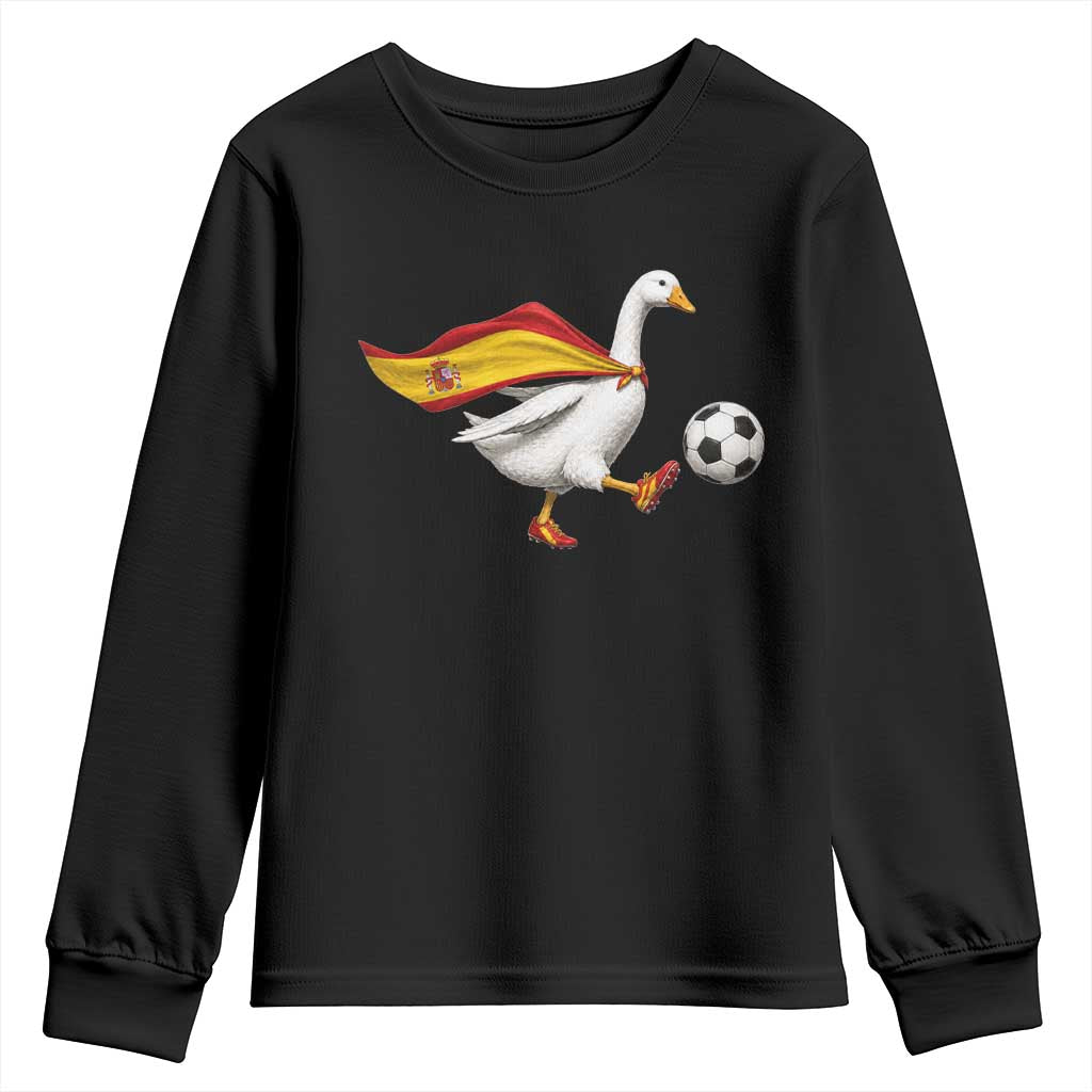 Spain Soccer Goose Youth Sweatshirt Spanish Flag Patriotic Football Fan Graphic