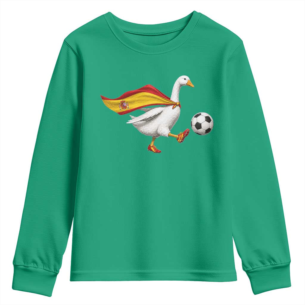 Spain Soccer Goose Youth Sweatshirt Spanish Flag Patriotic Football Fan Graphic