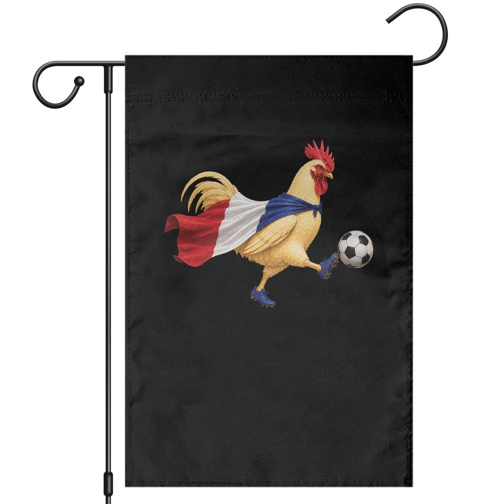 Funny France Soccer Garden Flag Rooster Wearing French Flag Patriotic Football Fan Graphic