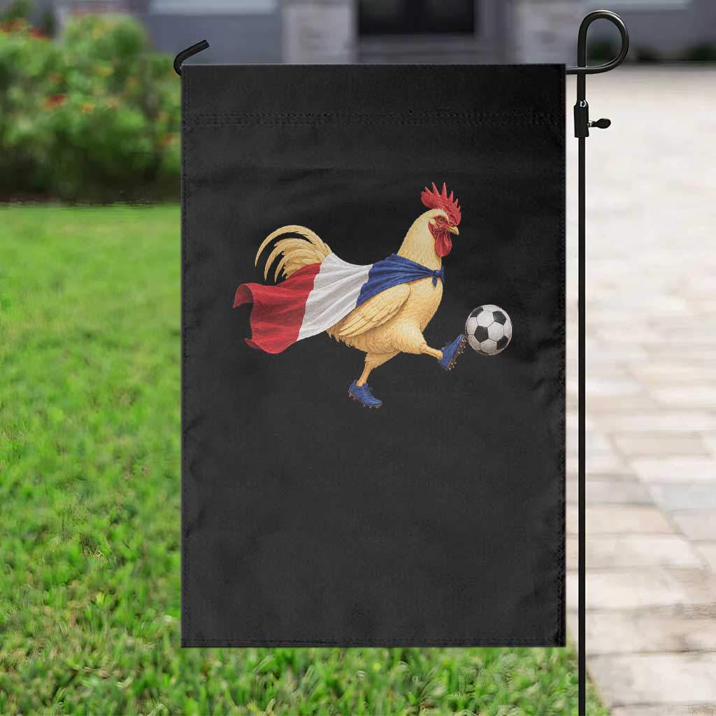 Funny France Soccer Garden Flag Rooster Wearing French Flag Patriotic Football Fan Graphic