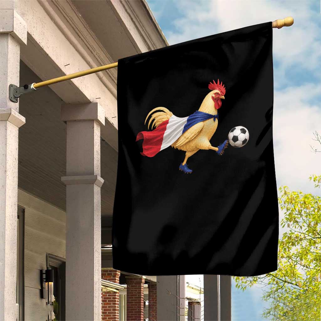 Funny France Soccer Garden Flag Rooster Wearing French Flag Patriotic Football Fan Graphic