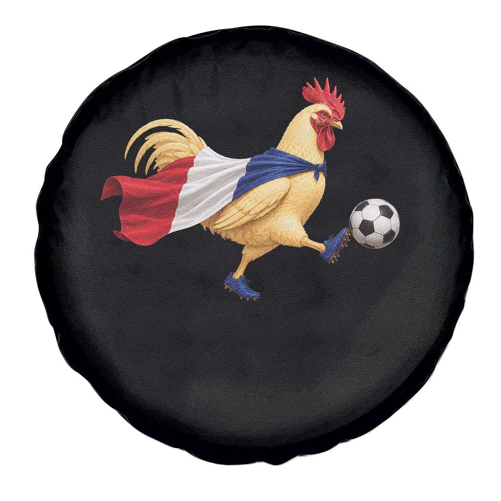 Funny France Soccer Spare Tire Cover Rooster Wearing French Flag Patriotic Football Fan Graphic