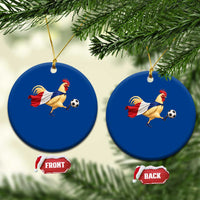 Funny France Soccer Ceramic Ornament Rooster Wearing French Flag Patriotic Football Fan Graphic