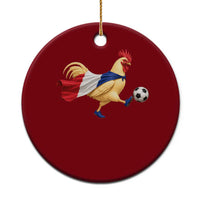 Funny France Soccer Ceramic Ornament Rooster Wearing French Flag Patriotic Football Fan Graphic