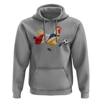 Funny France Soccer Hoodie Rooster Wearing French Flag Patriotic Football Fan Graphic