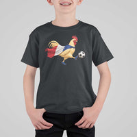 Funny France Soccer T Shirt For Kid Rooster Wearing French Flag Patriotic Football Fan Graphic
