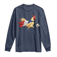 Funny France Soccer Long Sleeve Shirt Rooster Wearing French Flag Patriotic Football Fan Graphic