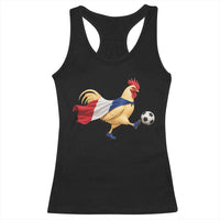 Funny France Soccer Racerback Tank Top Rooster Wearing French Flag Patriotic Football Fan Graphic
