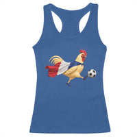 Funny France Soccer Racerback Tank Top Rooster Wearing French Flag Patriotic Football Fan Graphic