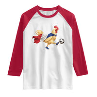 Funny France Soccer Raglan Shirt Rooster Wearing French Flag Patriotic Football Fan Graphic