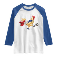 Funny France Soccer Raglan Shirt Rooster Wearing French Flag Patriotic Football Fan Graphic