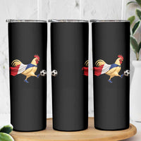 Funny France Soccer Skinny Tumbler Rooster Wearing French Flag Patriotic Football Fan Graphic