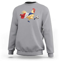 Funny France Soccer Sweatshirt Rooster Wearing French Flag Patriotic Football Fan Graphic