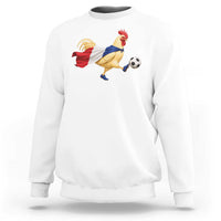 Funny France Soccer Sweatshirt Rooster Wearing French Flag Patriotic Football Fan Graphic