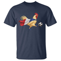 Funny France Soccer T Shirt Rooster Wearing French Flag Patriotic Football Fan Graphic