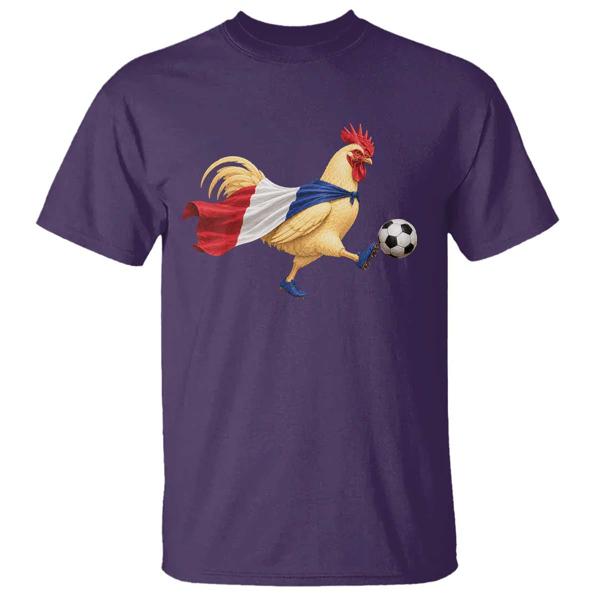 Funny France Soccer T Shirt Rooster Wearing French Flag Patriotic Football Fan Graphic