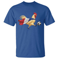 Funny France Soccer T Shirt Rooster Wearing French Flag Patriotic Football Fan Graphic