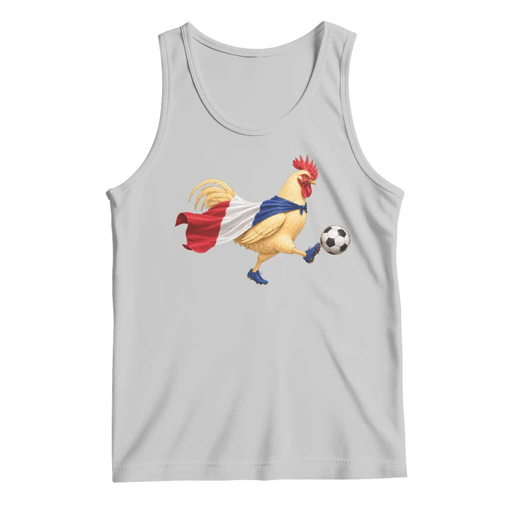 Funny France Soccer Tank Top Rooster Wearing French Flag Patriotic Football Fan Graphic