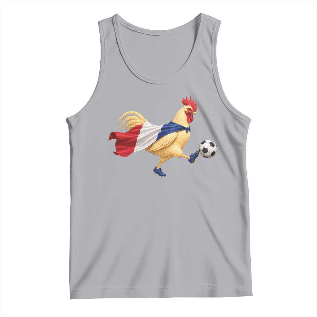 Funny France Soccer Tank Top Rooster Wearing French Flag Patriotic Football Fan Graphic