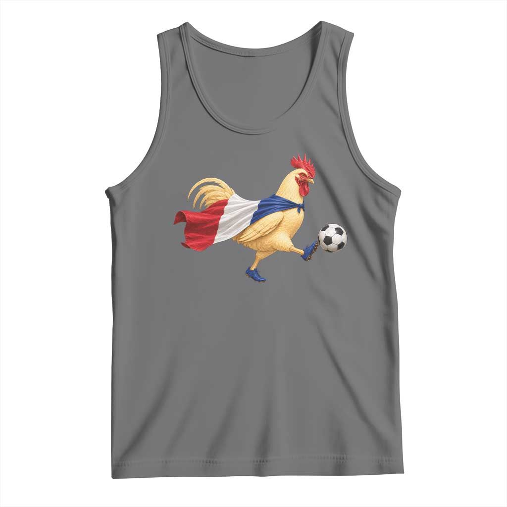 Funny France Soccer Tank Top Rooster Wearing French Flag Patriotic Football Fan Graphic