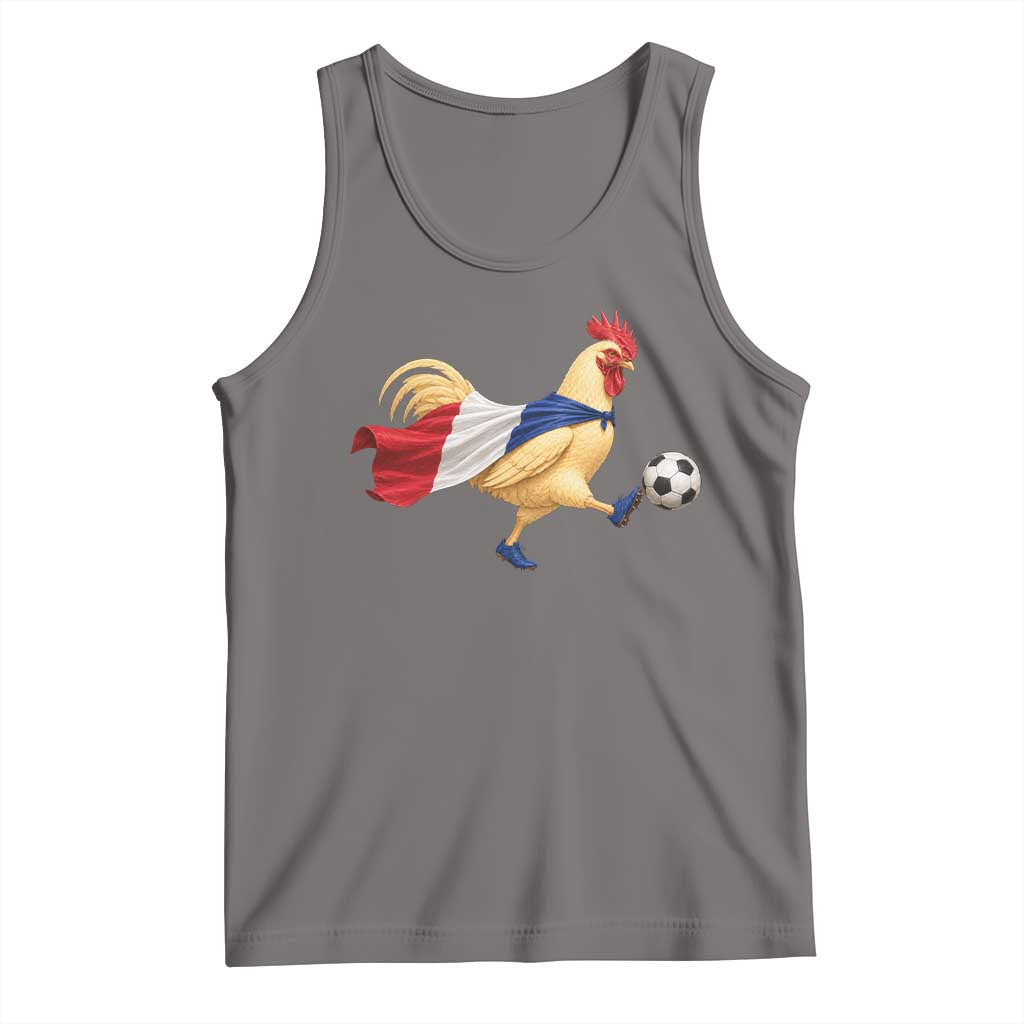 Funny France Soccer Tank Top Rooster Wearing French Flag Patriotic Football Fan Graphic