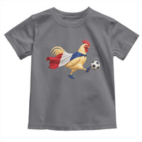 Funny France Soccer Toddler T Shirt Rooster Wearing French Flag Patriotic Football Fan Graphic