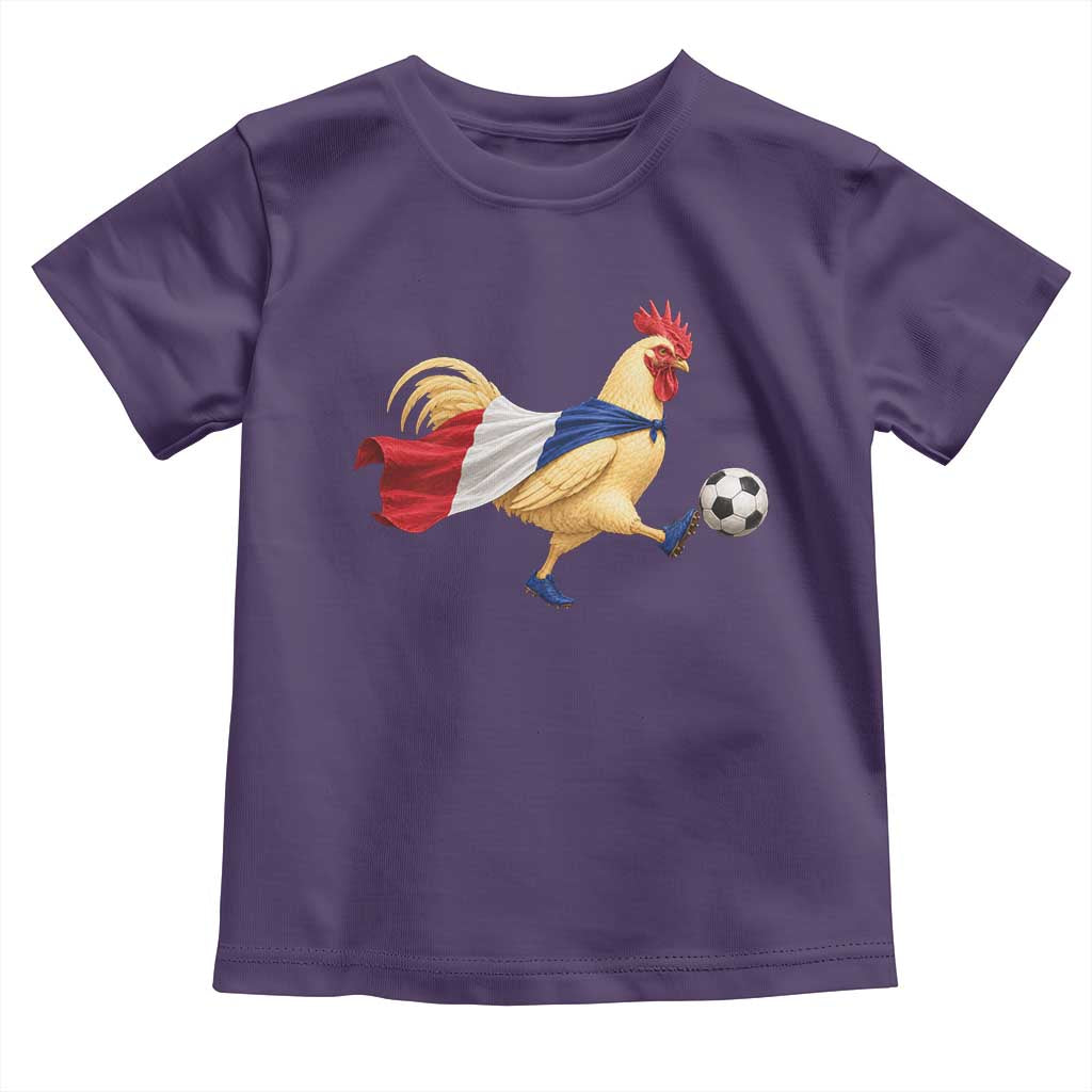 Funny France Soccer Toddler T Shirt Rooster Wearing French Flag Patriotic Football Fan Graphic