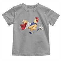 Funny France Soccer Toddler T Shirt Rooster Wearing French Flag Patriotic Football Fan Graphic