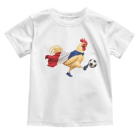 Funny France Soccer Toddler T Shirt Rooster Wearing French Flag Patriotic Football Fan Graphic