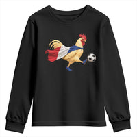 Funny France Soccer Youth Sweatshirt Rooster Wearing French Flag Patriotic Football Fan Graphic