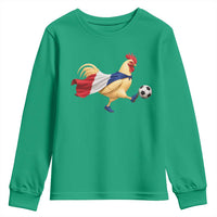 Funny France Soccer Youth Sweatshirt Rooster Wearing French Flag Patriotic Football Fan Graphic
