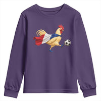 Funny France Soccer Youth Sweatshirt Rooster Wearing French Flag Patriotic Football Fan Graphic