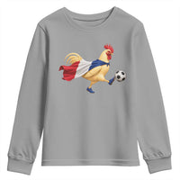 Funny France Soccer Youth Sweatshirt Rooster Wearing French Flag Patriotic Football Fan Graphic