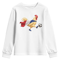Funny France Soccer Youth Sweatshirt Rooster Wearing French Flag Patriotic Football Fan Graphic