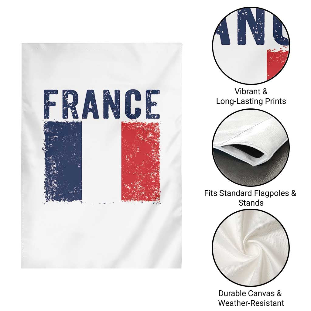 Vintage France Flag Distressed French Pride Patriotic Soccer Fan Graphic Garden Flag