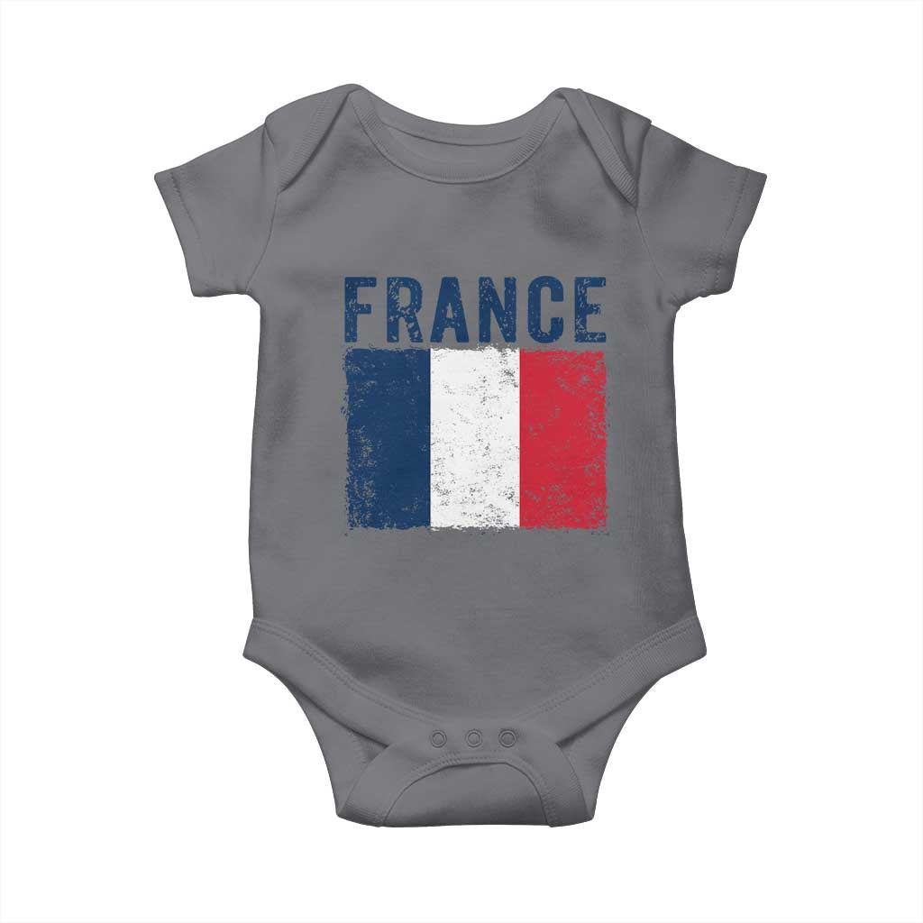 Vintage France Flag Distressed French Pride Patriotic Soccer Fan Graphic Baby Onesie
