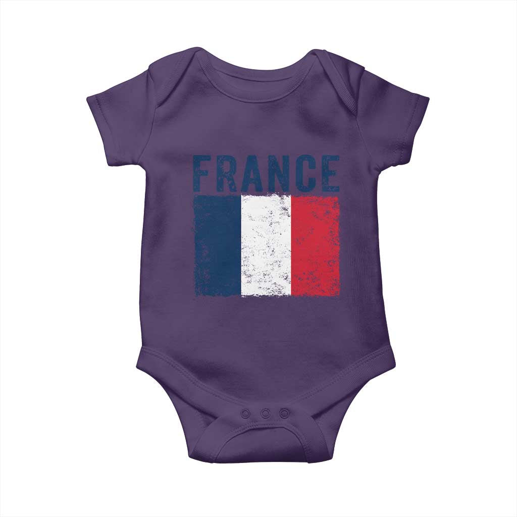 Vintage France Flag Distressed French Pride Patriotic Soccer Fan Graphic Baby Onesie