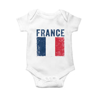 Vintage France Flag Distressed French Pride Patriotic Soccer Fan Graphic Baby Onesie