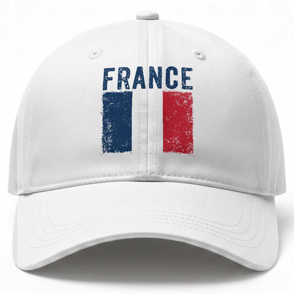 Vintage France Flag Distressed French Pride Patriotic Soccer Fan Graphic Baseball Cap