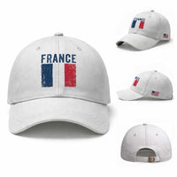 Vintage France Flag Distressed French Pride Patriotic Soccer Fan Graphic Baseball Cap