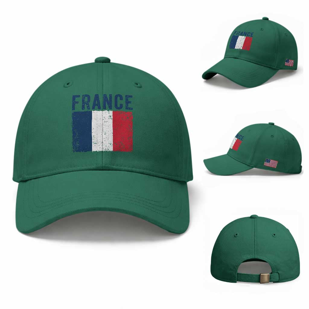 Vintage France Flag Distressed French Pride Patriotic Soccer Fan Graphic Baseball Cap