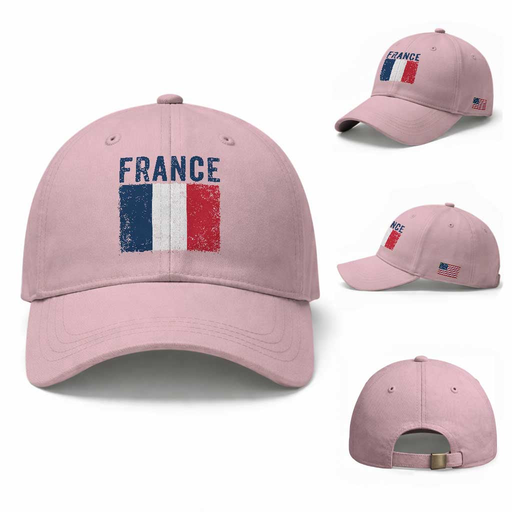 Vintage France Flag Distressed French Pride Patriotic Soccer Fan Graphic Baseball Cap