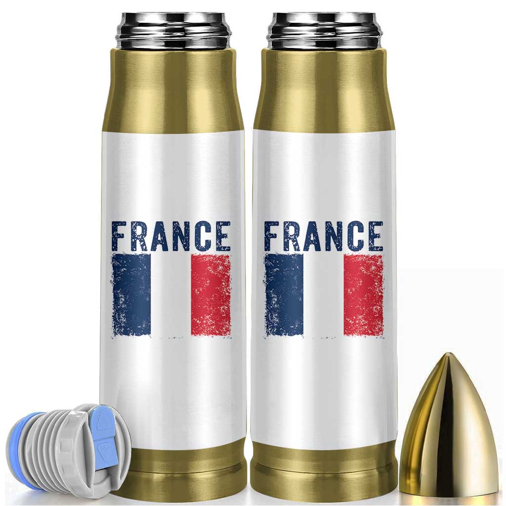 Vintage France Flag Distressed French Pride Patriotic Soccer Fan Graphic Bullet Tumbler