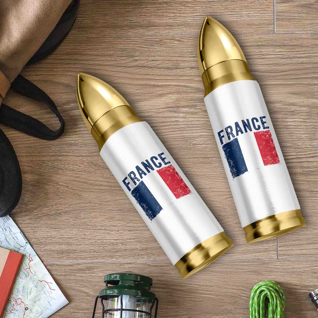 Vintage France Flag Distressed French Pride Patriotic Soccer Fan Graphic Bullet Tumbler