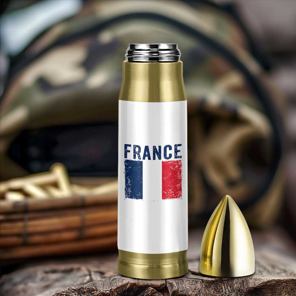 Vintage France Flag Distressed French Pride Patriotic Soccer Fan Graphic Bullet Tumbler