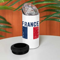 Vintage France Flag Distressed French Pride Patriotic Soccer Fan Graphic 4 in 1 Can Cooler Tumbler
