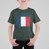 Vintage France Flag Distressed French Pride Patriotic Soccer Fan Graphic T Shirt For Kid