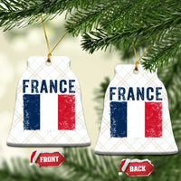 Vintage France Flag Distressed French Pride Patriotic Soccer Fan Graphic Ceramic Ornament