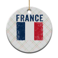 Vintage France Flag Distressed French Pride Patriotic Soccer Fan Graphic Ceramic Ornament