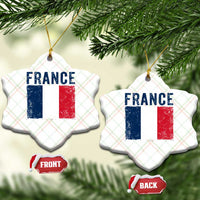 Vintage France Flag Distressed French Pride Patriotic Soccer Fan Graphic Ceramic Ornament